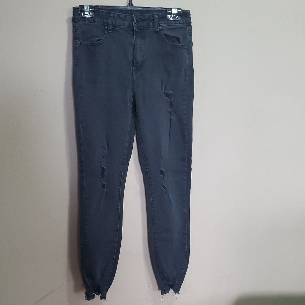 Bluenotes Women's Black Distressed Emma Highrise Jegging Size 27